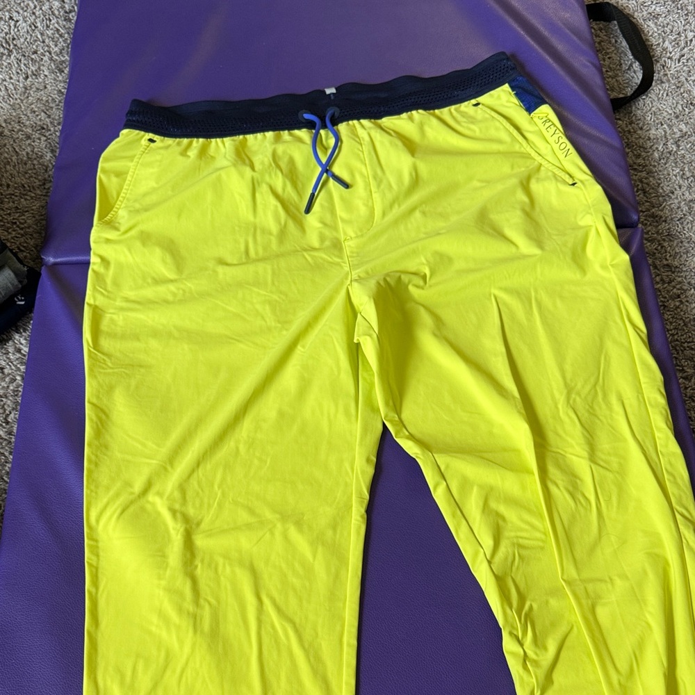 Greyson Neon Yellow Pants with Navy Accents